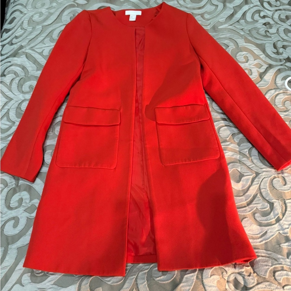 H&M Red Blazer with Modern Silhouette